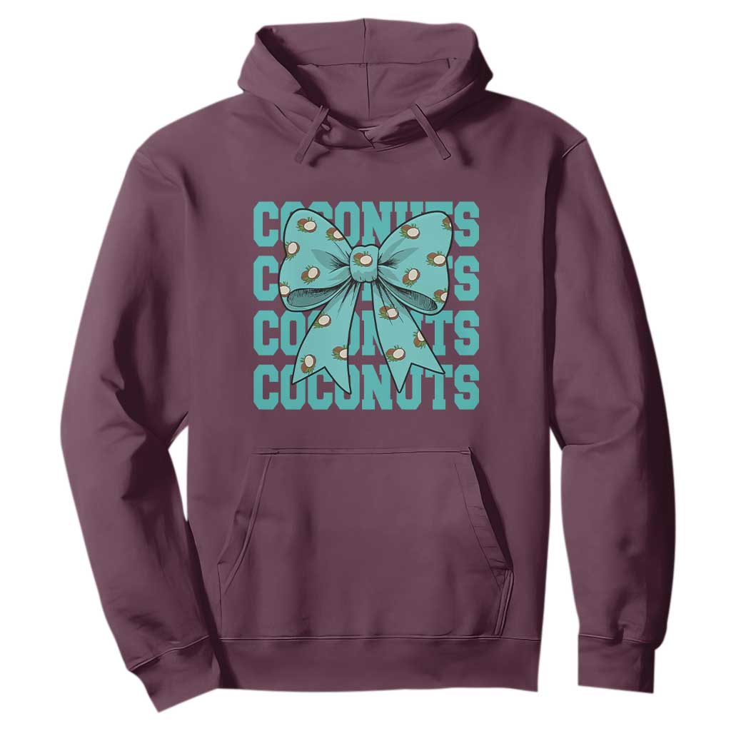 Retro Coconuts Coquette Bow Hoodie Summer Beach Coconut Fruit Humor TS10 Maroon Print Your Wear