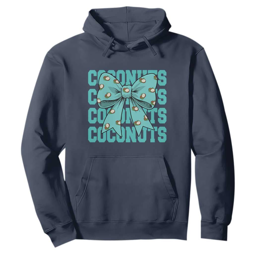 Retro Coconuts Coquette Bow Hoodie Summer Beach Coconut Fruit Humor TS10 Navy Print Your Wear