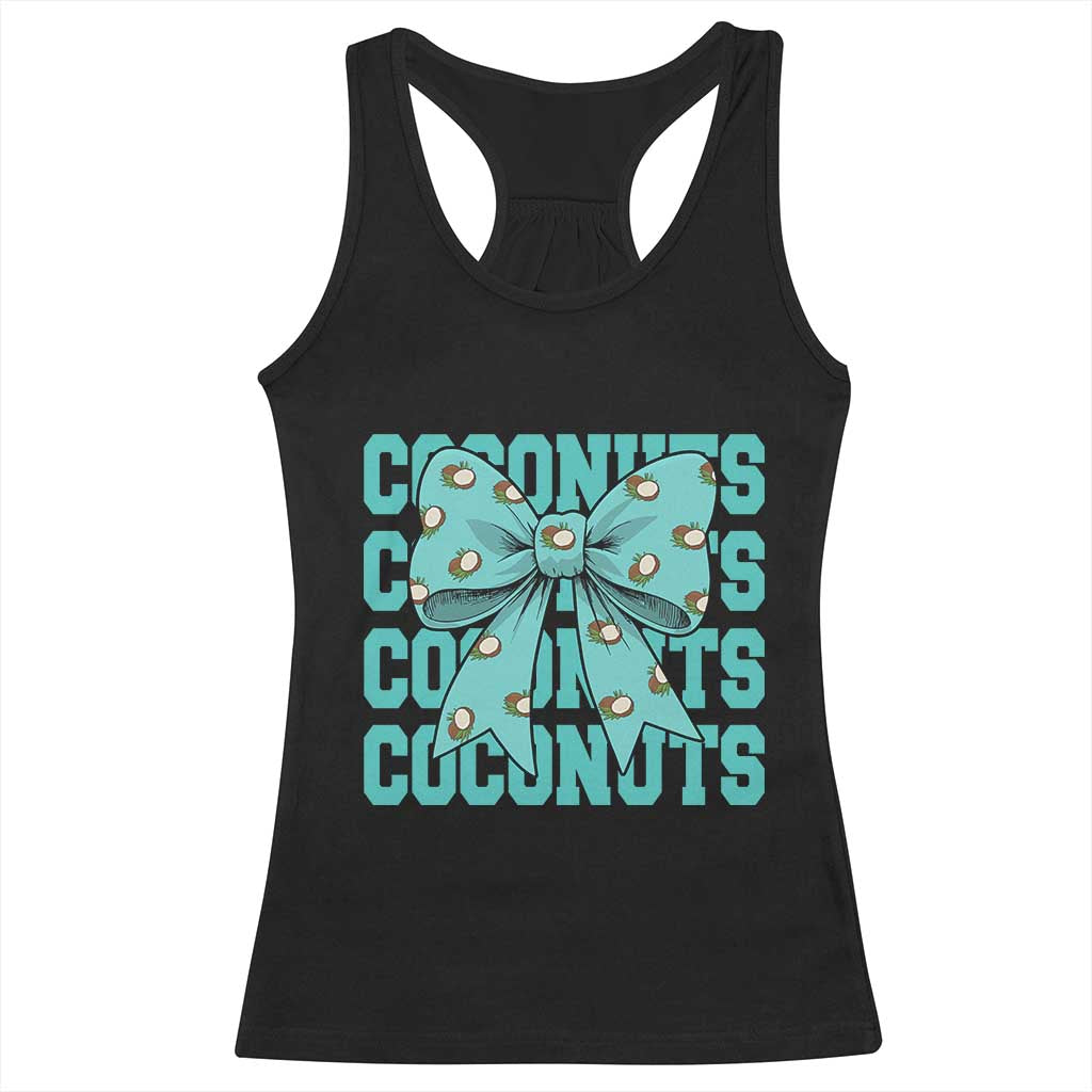 Retro Coconuts Coquette Bow Racerback Tank Top Summer Beach Coconut Fruit Humor TS10 Black Print Your Wear