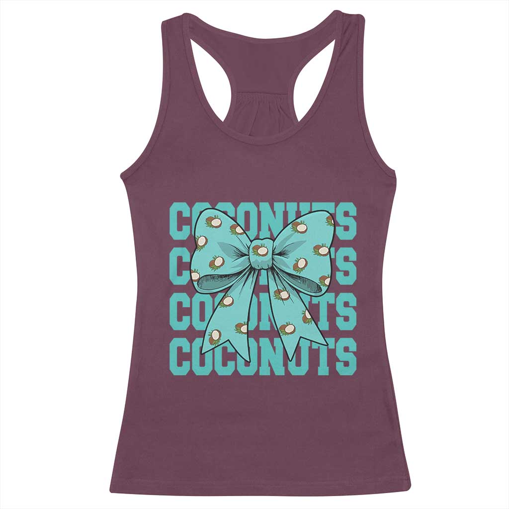 Retro Coconuts Coquette Bow Racerback Tank Top Summer Beach Coconut Fruit Humor TS10 Maroon Print Your Wear