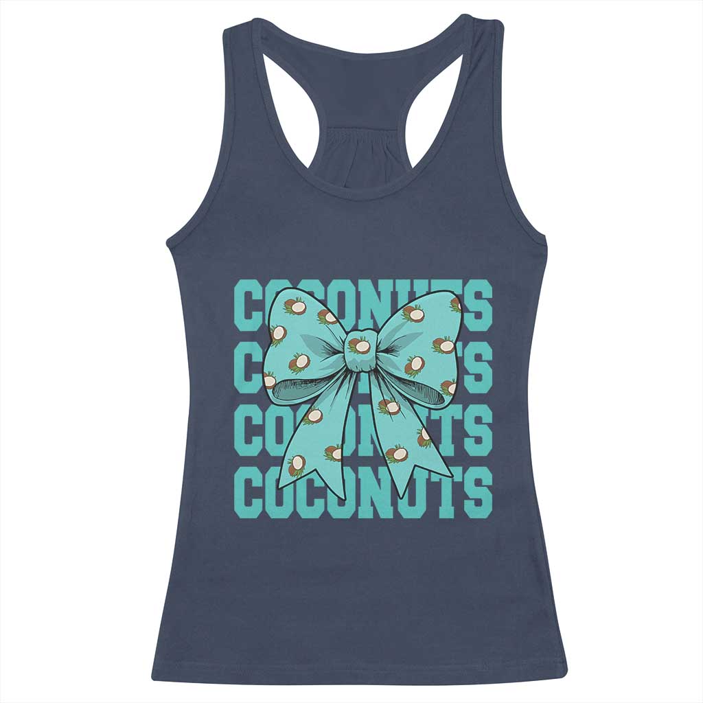 Retro Coconuts Coquette Bow Racerback Tank Top Summer Beach Coconut Fruit Humor TS10 Navy Print Your Wear