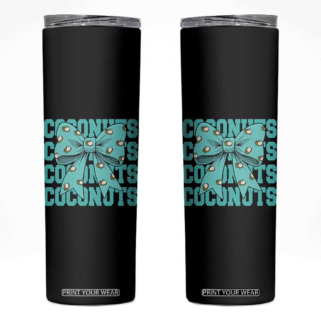 Retro Coconuts Coquette Bow Skinny Tumbler Summer Beach Coconut Fruit Humor TS10 Black Print Your Wear