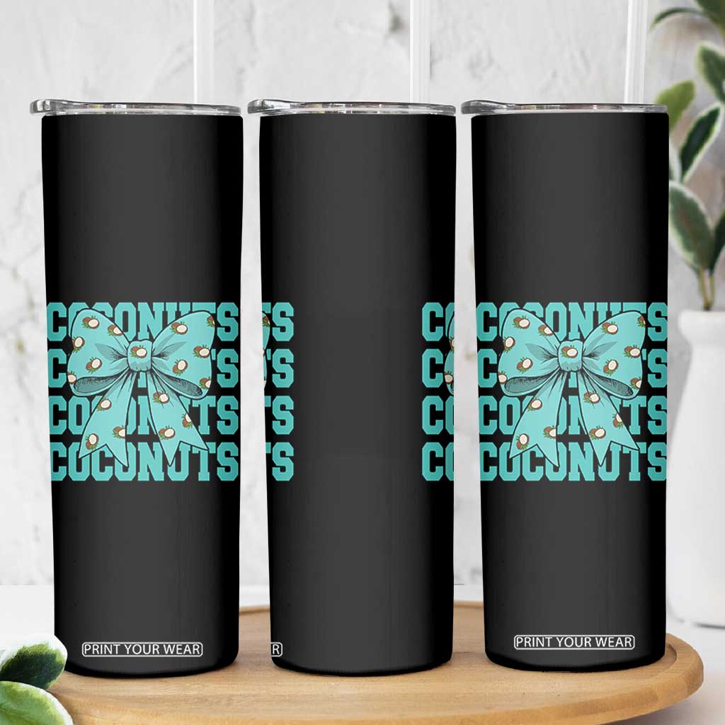 Retro Coconuts Coquette Bow Skinny Tumbler Summer Beach Coconut Fruit Humor TS10 Print Your Wear