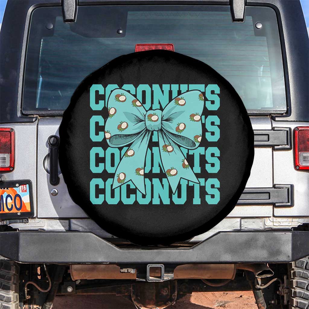 Retro Coconuts Coquette Bow Spare Tire Cover Summer Beach Coconut Fruit Humor TS10 No hole Black Print Your Wear