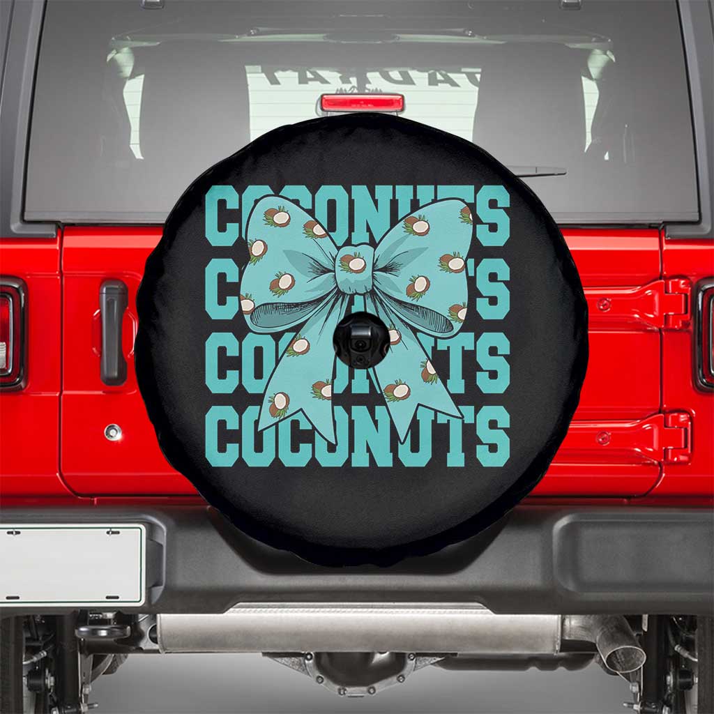 Retro Coconuts Coquette Bow Spare Tire Cover Summer Beach Coconut Fruit Humor TS10 Black Print Your Wear