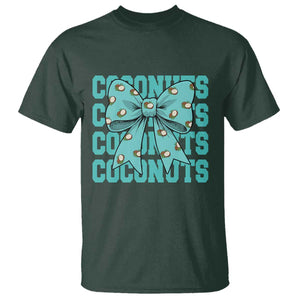 Retro Coconuts Coquette Bow T Shirt Summer Beach Coconut Fruit Humor TS10 Dark Forest Green Print Your Wear