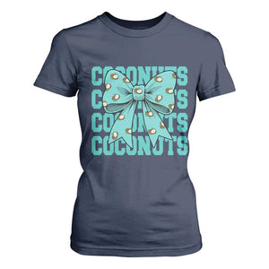 Retro Coconuts Coquette Bow T Shirt For Women Summer Beach Coconut Fruit Humor TS10 Navy Print Your Wear