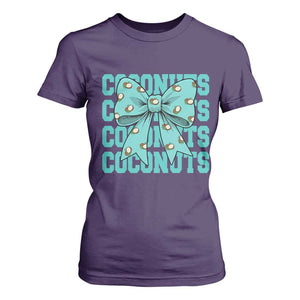 Retro Coconuts Coquette Bow T Shirt For Women Summer Beach Coconut Fruit Humor TS10 Purple Print Your Wear
