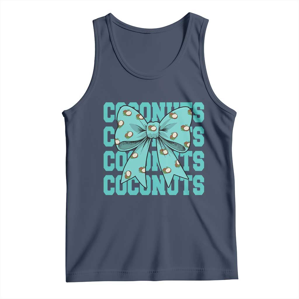 Retro Coconuts Coquette Bow Tank Top Summer Beach Coconut Fruit Humor TS10 Navy Print Your Wear