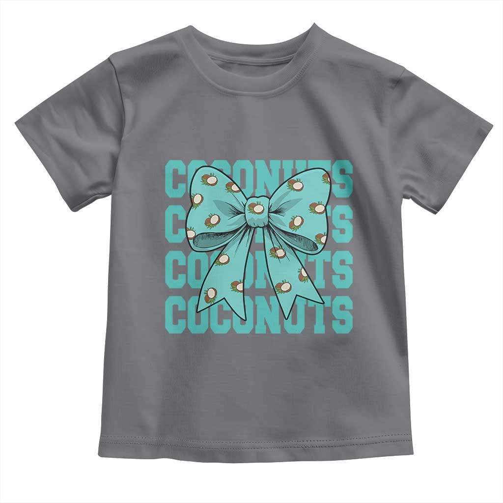 Retro Coconuts Coquette Bow Toddler T Shirt Summer Beach Coconut Fruit Humor TS10 Charcoal Print Your Wear