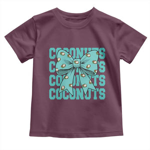 Retro Coconuts Coquette Bow Toddler T Shirt Summer Beach Coconut Fruit Humor TS10 Maroon Print Your Wear