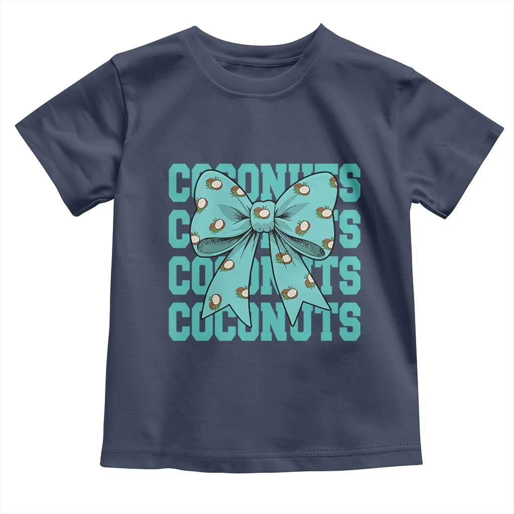 Retro Coconuts Coquette Bow Toddler T Shirt Summer Beach Coconut Fruit Humor TS10 Navy Print Your Wear