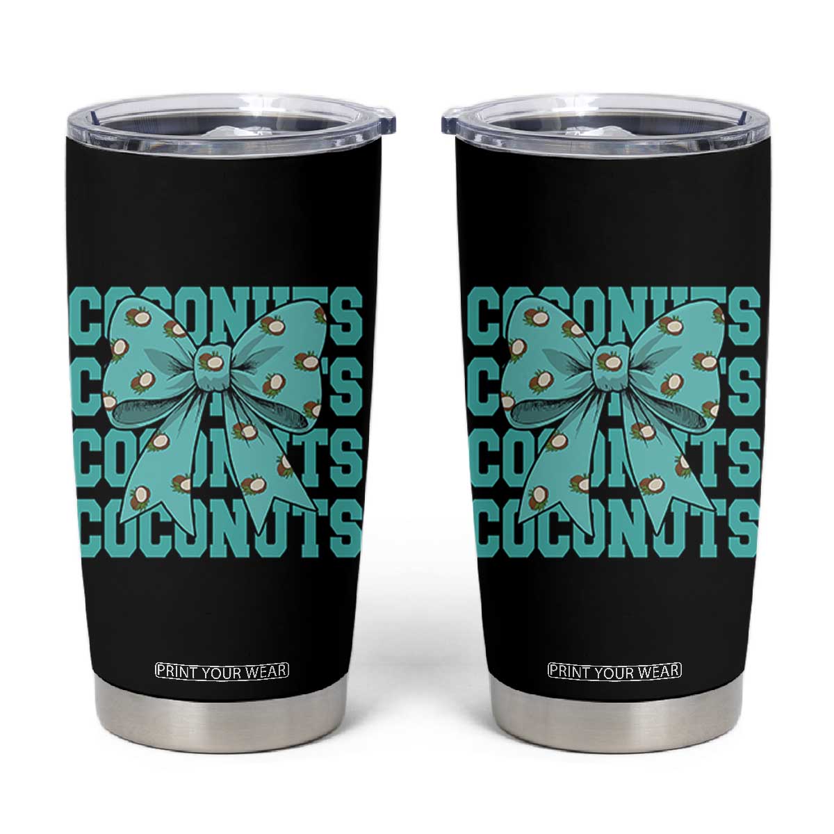 Retro Coconuts Coquette Bow Tumbler Cup Summer Beach Coconut Fruit Humor TS10 Black Print Your Wear