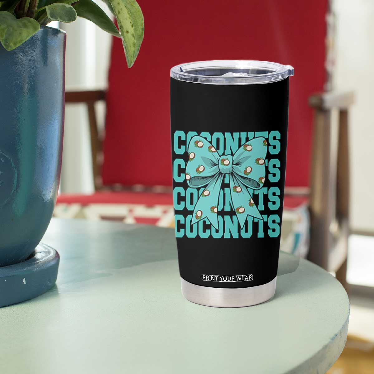 Retro Coconuts Coquette Bow Tumbler Cup Summer Beach Coconut Fruit Humor TS10 Print Your Wear