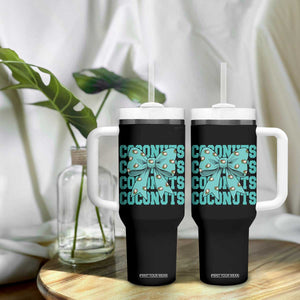 Retro Coconuts Coquette Bow Tumbler With Handle Summer Beach Coconut Fruit Humor TS10 Print Your Wear