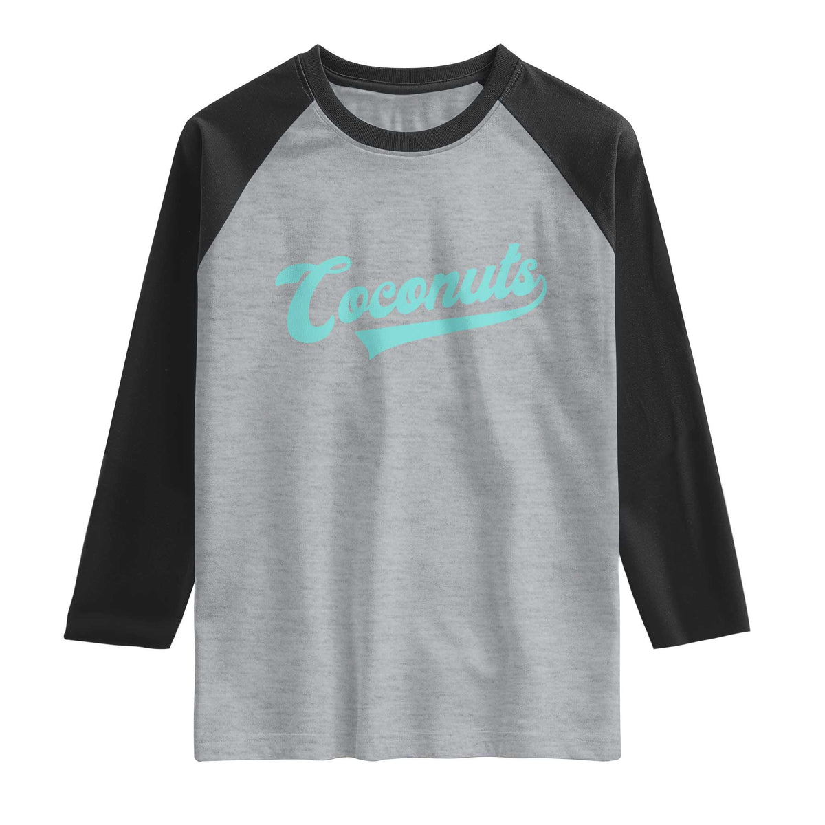 Vintage Coconut Raglan Shirt Retro Throwback Popular Fruit Humor Coconuts Classic TS10 Heather Gray Black Print Your Wear
