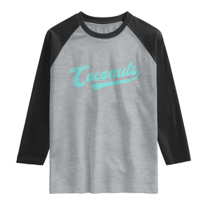 Vintage Coconut Raglan Shirt Retro Throwback Popular Fruit Humor Coconuts Classic TS10 Heather Gray Black Print Your Wear