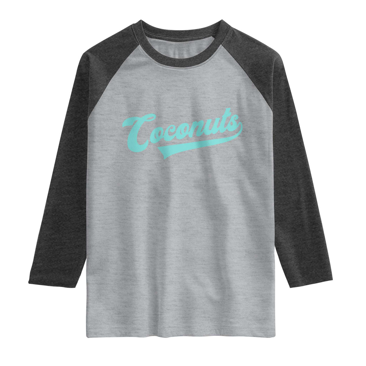 Vintage Coconut Raglan Shirt Retro Throwback Popular Fruit Humor Coconuts Classic TS10 Heather Gray Heather Charcoal Print Your Wear