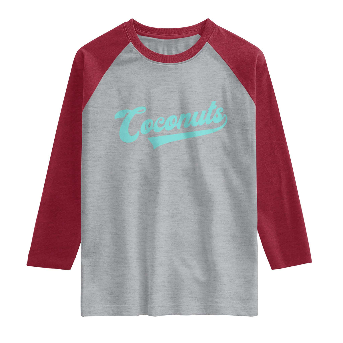 Vintage Coconut Raglan Shirt Retro Throwback Popular Fruit Humor Coconuts Classic TS10 Heather Gray Heather Red Print Your Wear