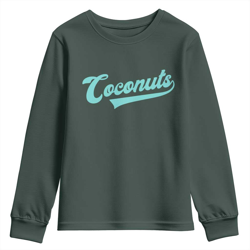 Vintage Coconut Youth Sweatshirt Retro Throwback Popular Fruit Humor Coconuts Classic TS10 Dark Forest Green Print Your Wear