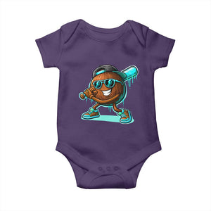 Coconut Baseball Player Baby Onesie Funny Baseball Drip Ice Cream Fruit Humor TS10 Purple Print Your Wear