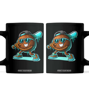 Coconut Baseball Player Coffee Mug Funny Baseball Drip Ice Cream Fruit Humor TS10 Black Print Your Wear