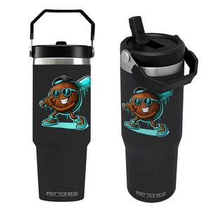 Coconut Baseball Player Flip Straw Tumbler Funny Baseball Drip Ice Cream Fruit Humor TS10 One Size: 30 oz Black Print Your Wear