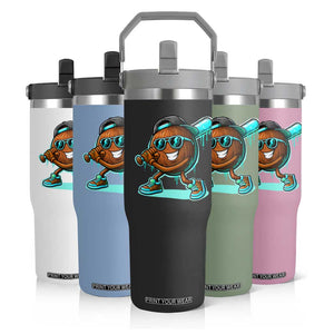 Coconut Baseball Player Flip Straw Tumbler Funny Baseball Drip Ice Cream Fruit Humor TS10 Print Your Wear