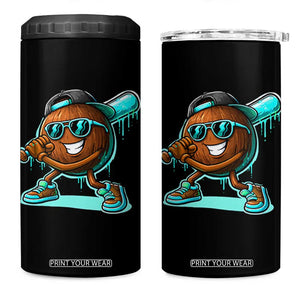 Coconut Baseball Player 4 in 1 Can Cooler Tumbler Funny Baseball Drip Ice Cream Fruit Humor TS10 One Size: 16 oz Black Print Your Wear