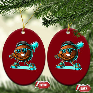 Coconut Baseball Player Ceramic Ornament Funny Baseball Drip Ice Cream Fruit Humor TS10 Print Your Wear