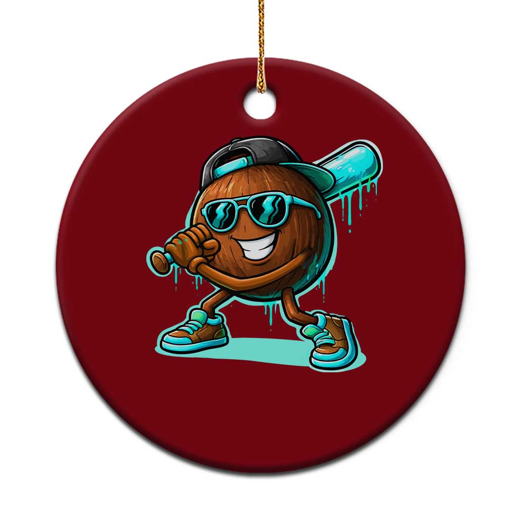 Coconut Baseball Player Ceramic Ornament Funny Baseball Drip Ice Cream Fruit Humor TS10 1pc Red Print Your Wear
