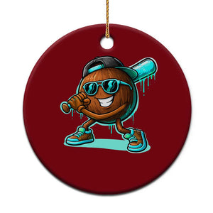 Coconut Baseball Player Ceramic Ornament Funny Baseball Drip Ice Cream Fruit Humor TS10 1pc Red Print Your Wear