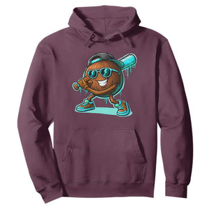 Coconut Baseball Player Hoodie Funny Baseball Drip Ice Cream Fruit Humor TS10 Maroon Print Your Wear