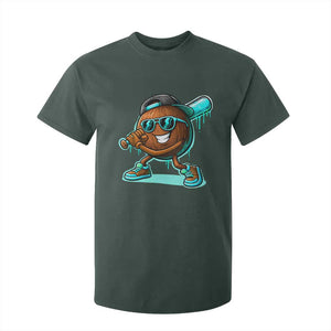 Coconut Baseball Player T Shirt For Kid Funny Baseball Drip Ice Cream Fruit Humor TS10 Dark Forest Green Print Your Wear