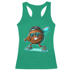 Coconut Baseball Player Racerback Tank Top Funny Baseball Drip Ice Cream Fruit Humor TS10 Irish Green Print Your Wear