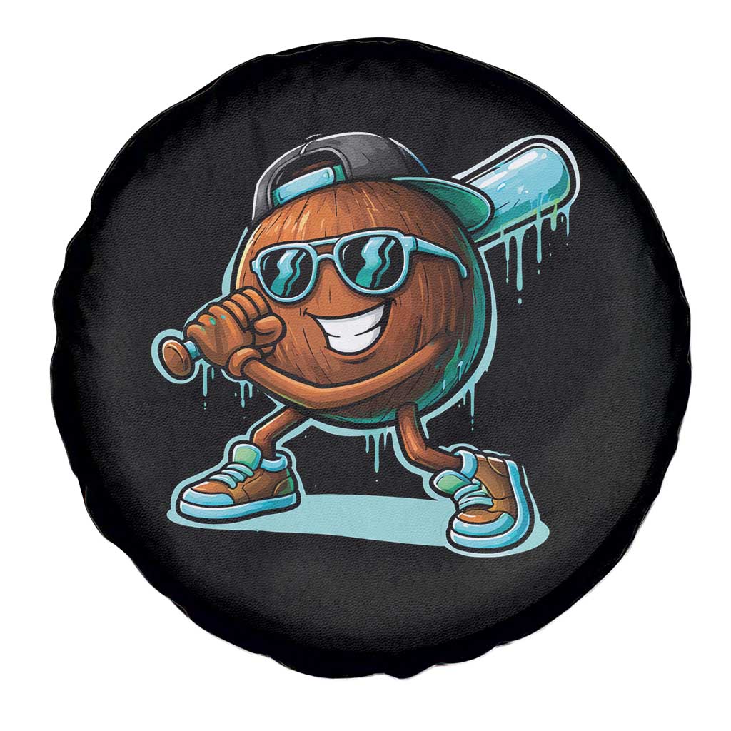 Coconut Baseball Player Spare Tire Cover Funny Baseball Drip Ice Cream Fruit Humor TS10 Print Your Wear