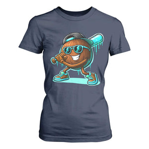 Coconut Baseball Player T Shirt For Women Funny Baseball Drip Ice Cream Fruit Humor TS10 Navy Print Your Wear