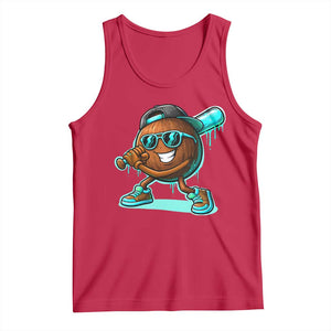Coconut Baseball Player Tank Top Funny Baseball Drip Ice Cream Fruit Humor TS10 Red Print Your Wear