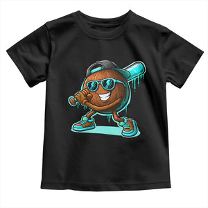 Coconut Baseball Player Toddler T Shirt Funny Baseball Drip Ice Cream Fruit Humor TS10 Black Print Your Wear