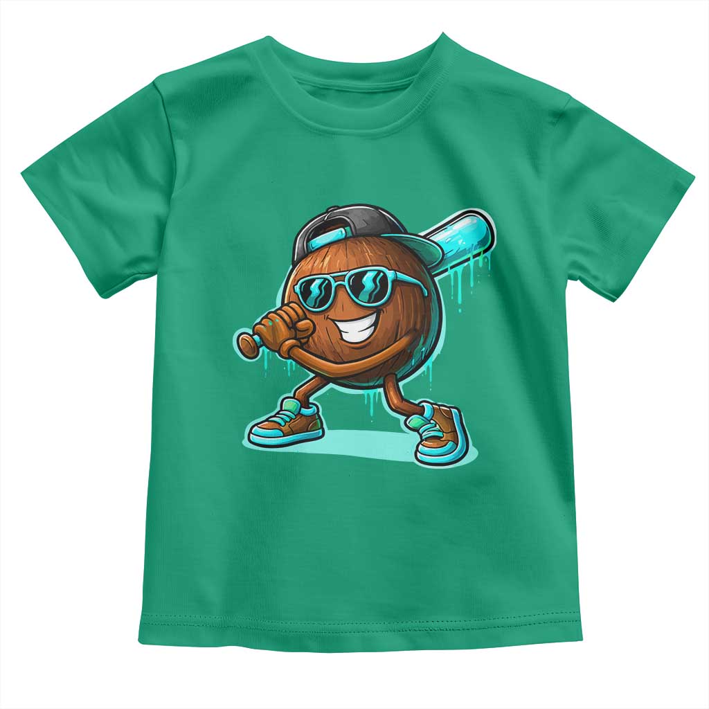 Coconut Baseball Player Toddler T Shirt Funny Baseball Drip Ice Cream Fruit Humor TS10 Irish Green Print Your Wear