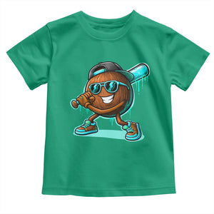 Coconut Baseball Player Toddler T Shirt Funny Baseball Drip Ice Cream Fruit Humor TS10 Irish Green Print Your Wear