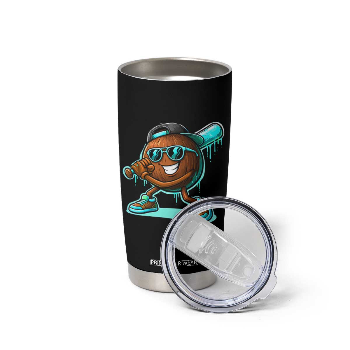 Coconut Baseball Player Tumbler Cup Funny Baseball Drip Ice Cream Fruit Humor TS10 Print Your Wear