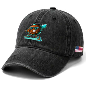 Coconut Baseball Player Washed Cotton Baseball Cap Funny Baseball Drip Ice Cream Fruit Humor TS10 Print Your Wear