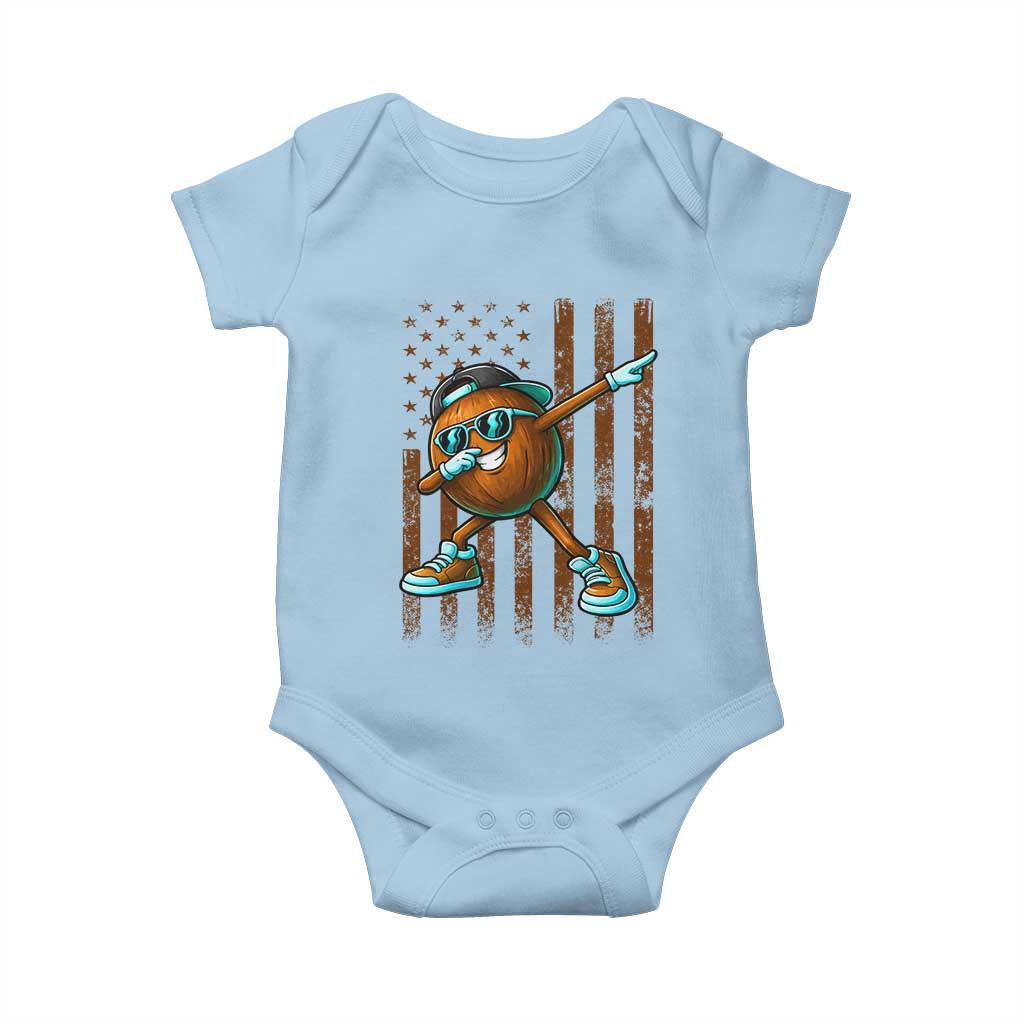 Dabbing Coconut Baby Onesie Retro American Flag Fruit Lover TS10 Light Blue Print Your Wear