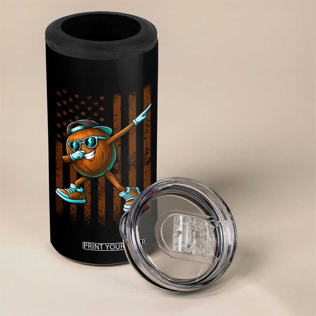 Dabbing Coconut 4 in 1 Can Cooler Tumbler Retro American Flag Fruit Lover TS10 Print Your Wear