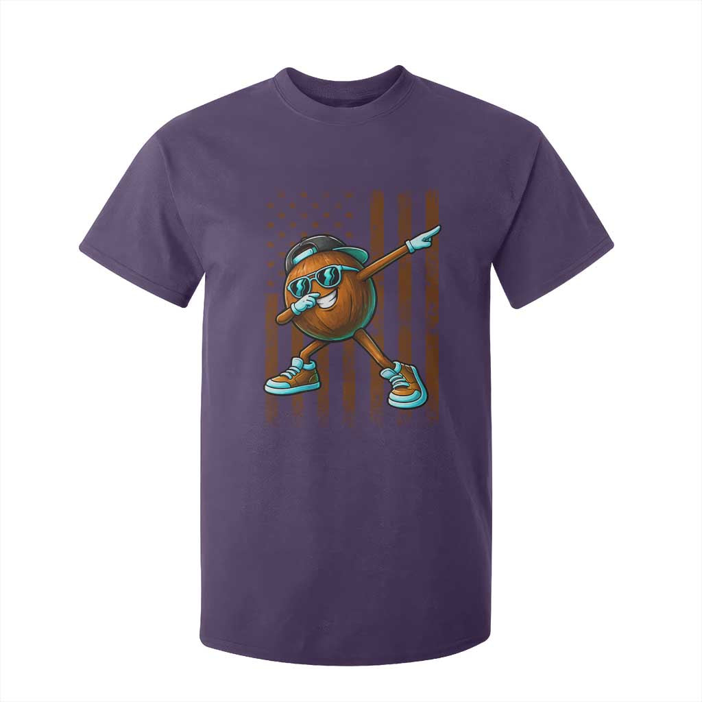 Dabbing Coconut T Shirt For Kid Retro American Flag Fruit Lover TS10 Purple Print Your Wear