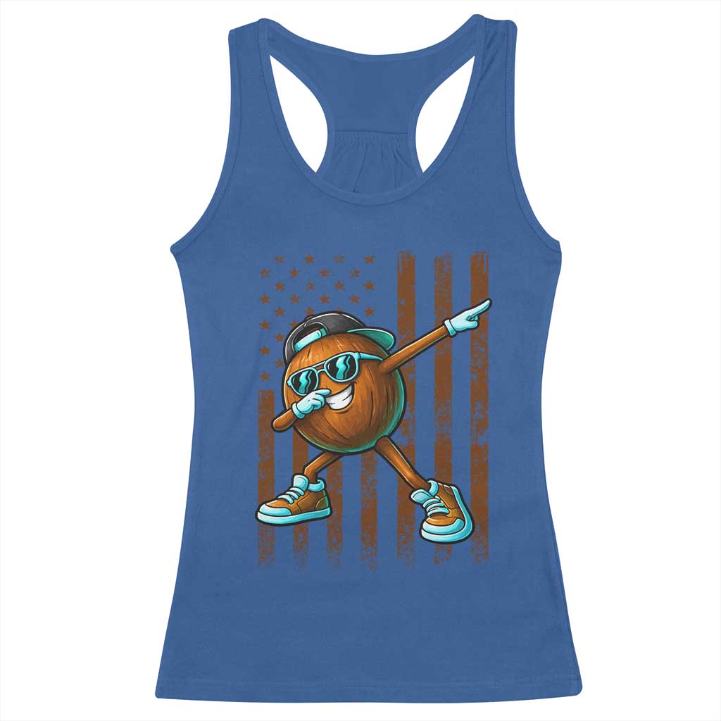 Dabbing Coconut Racerback Tank Top Retro American Flag Fruit Lover TS10 Royal Blue Print Your Wear
