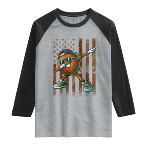 Dabbing Coconut Raglan Shirt Retro American Flag Fruit Lover TS10 Heather Gray Black Print Your Wear