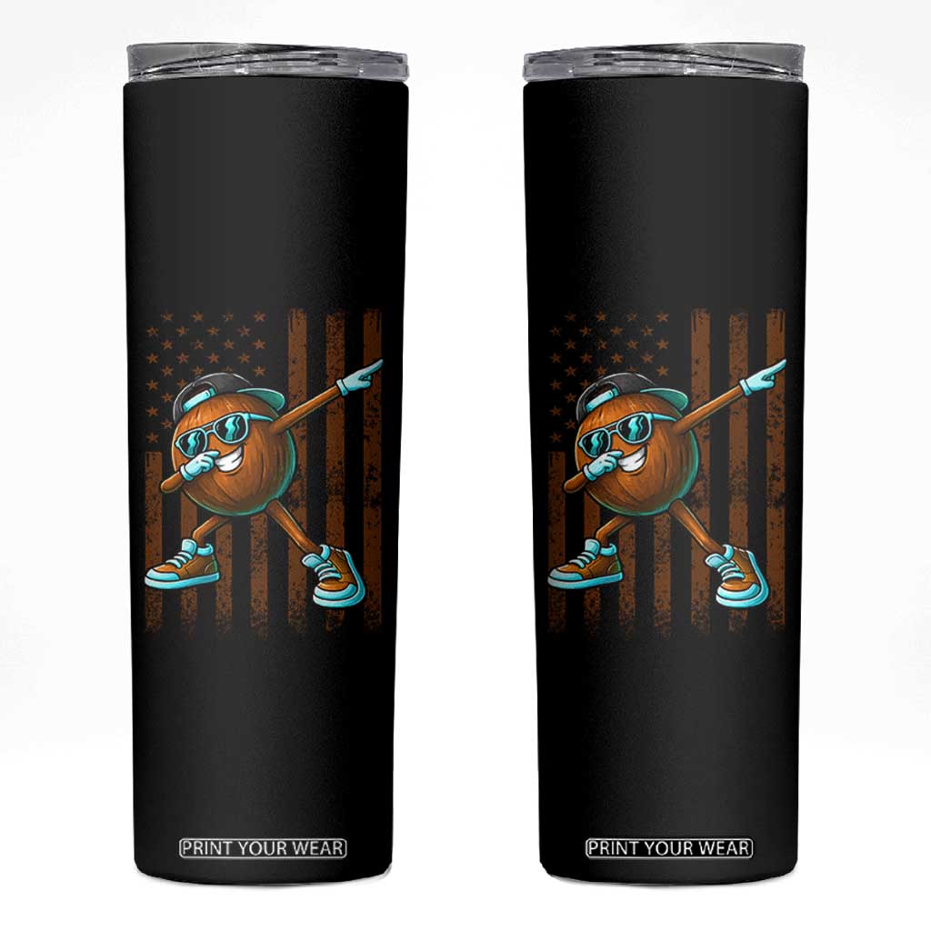 Dabbing Coconut Skinny Tumbler Retro American Flag Fruit Lover TS10 Black Print Your Wear