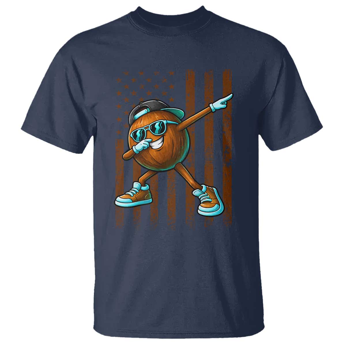 Dabbing Coconut T Shirt Retro American Flag Fruit Lover TS10 Navy Print Your Wear